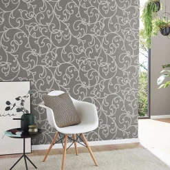 Vliestapete Floral Ranken Braun Creme Metallic 10467-11