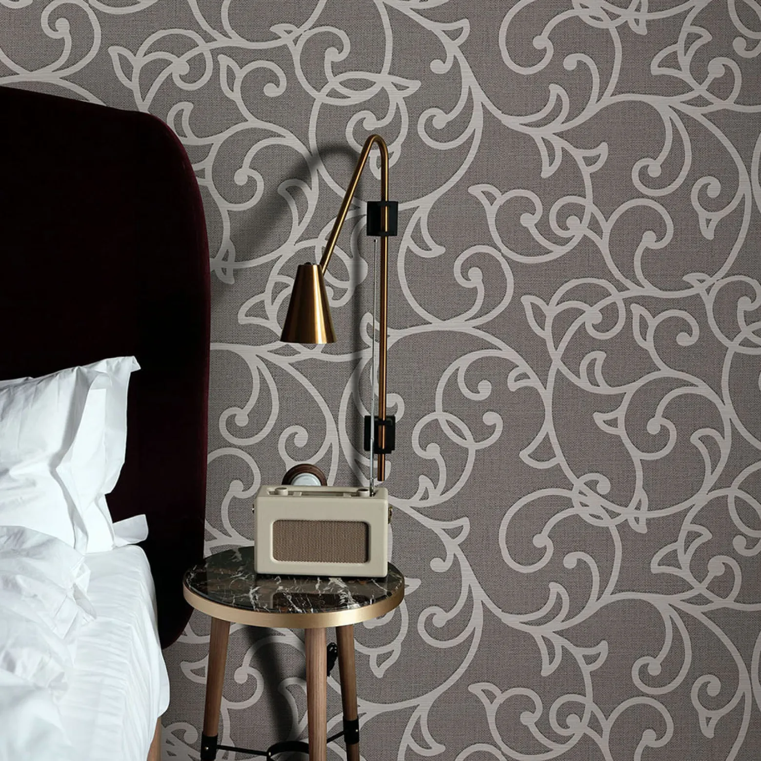 Vliestapete Floral Ranken Braun Creme Metallic 10467-11