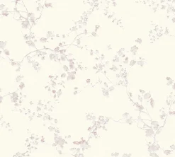 Vliestapete Floral Ranken weiß rosa Glanz 36896-1