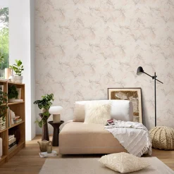 Vliestapete Floral Rosa Beige Silber Glitzer 10514-05
