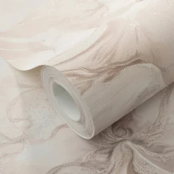 Vliestapete Floral Rosa Beige Silber Glitzer 10514-05