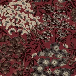 Vliestapete Floral Rot Schwarz Gold Metallic A63003