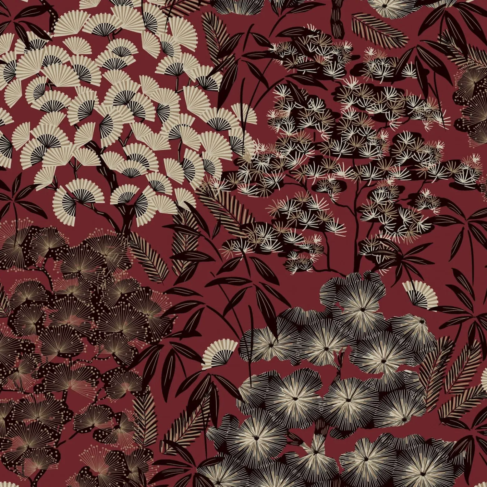 Vliestapete Floral Rot Schwarz Gold Metallic A63003