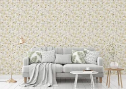 Vliestapete Floral Schmetterlinge Weiß Gelb Grau 39423-1