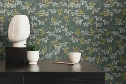 Vliestapete Floral Schmetterlinge Petrol Weiß 39423-2