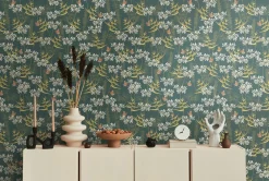 Vliestapete Floral Schmetterlinge Petrol Weiß 39423-2