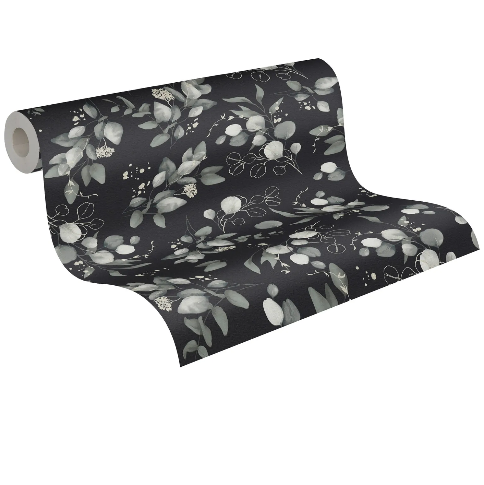 Vliestapete Floral Schwarz Grau Silber Metallic 39768-5