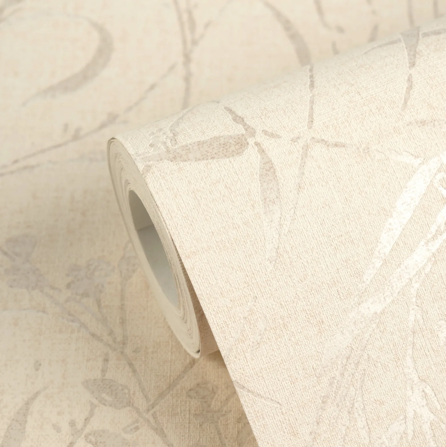 Vliestapete Floral Shabby Beige Creme Metallic 79004-2