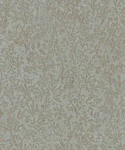 Vliestapete Floral Shabby Blau Gold Metallic 35532