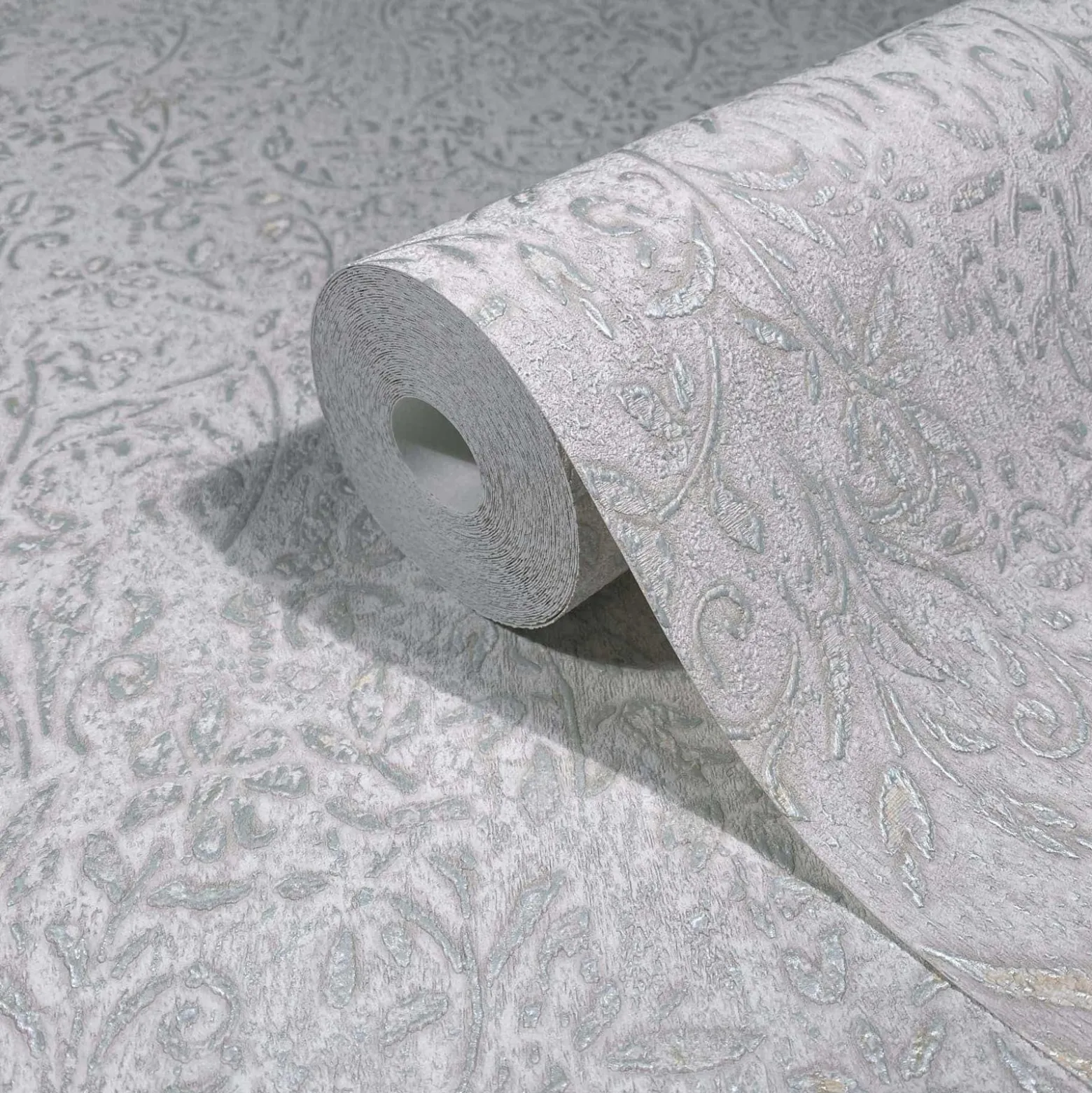Vliestapete Floral Shabby Grau Blau Metallic 35529