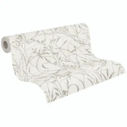 Vliestapete Floral Shabby Hellgrau Silber Metallic 79004-4