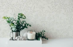 Vliestapete Floral Äste Creme Weiß Glanz 38100-1