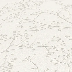 Vliestapete Floral Äste Creme Weiß Glanz 38100-1