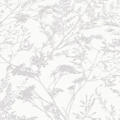 Vliestapete Floral Sträucher weiß silber 10251-01