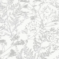 Vliestapete Floral Sträucher weiß grau silber 10251-31