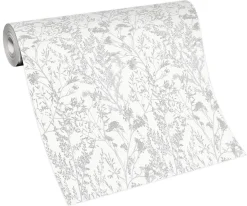 Vliestapete Floral Sträucher weiß grau silber 10251-31
