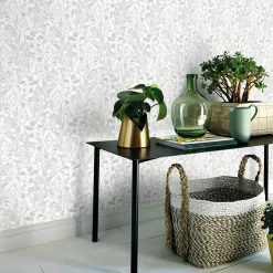 Vliestapete Floral Sträucher weiß grau silber 10251-31