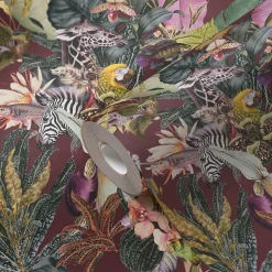 Vliestapete Floral Tiere Blätter rot bunt 38176-5