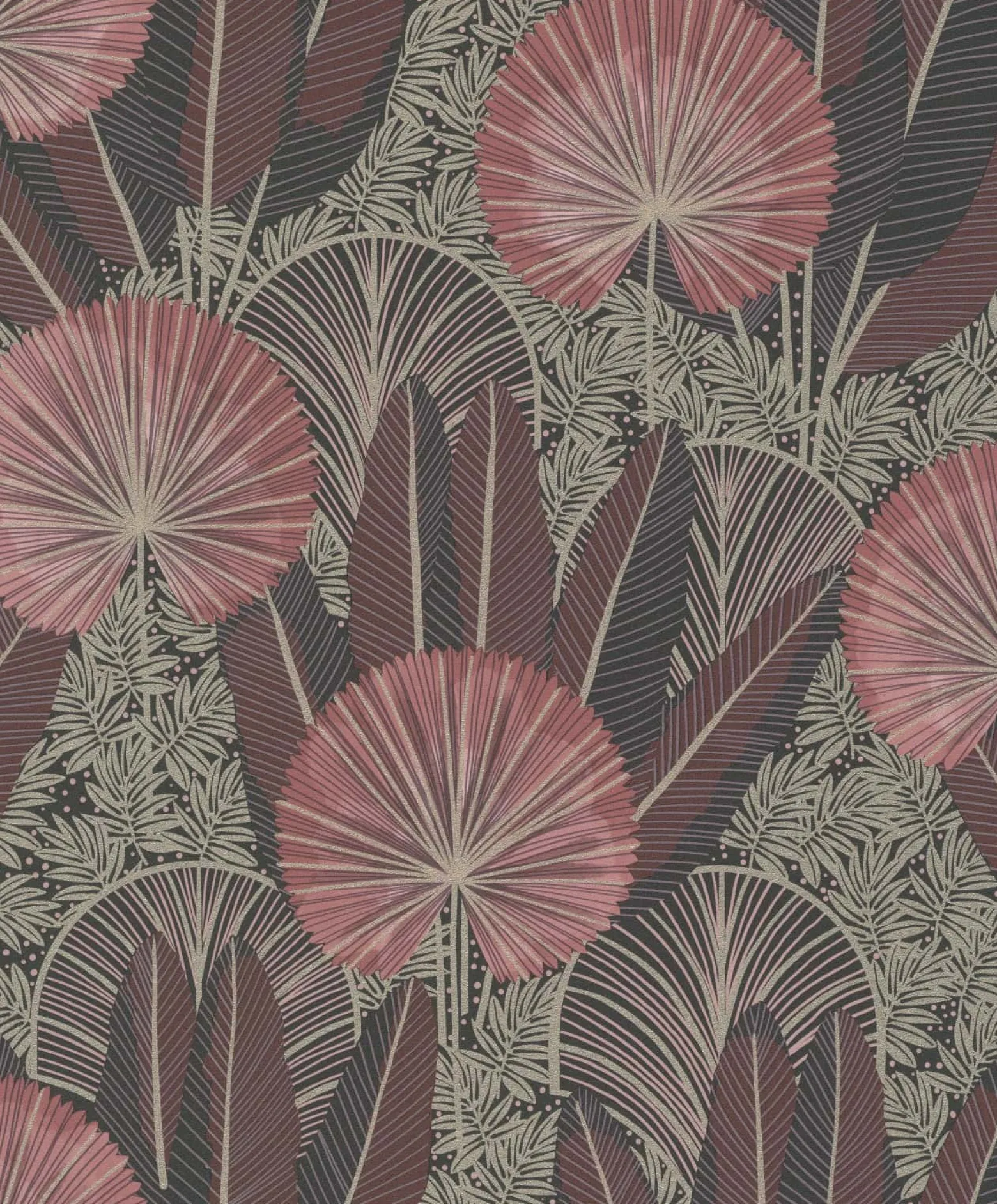 Vliestapete Floral Tropisch Rot Gold Metallic A54702