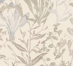 Vliestapete Floral Tropisch Creme Grau Grün 79009-1