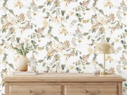 Vliestapete Floral Tropisch Beeren Weiß Grün Braun 47455