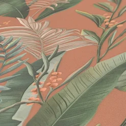 Vliestapete Floral Tropisch Orange Grün 39436-2