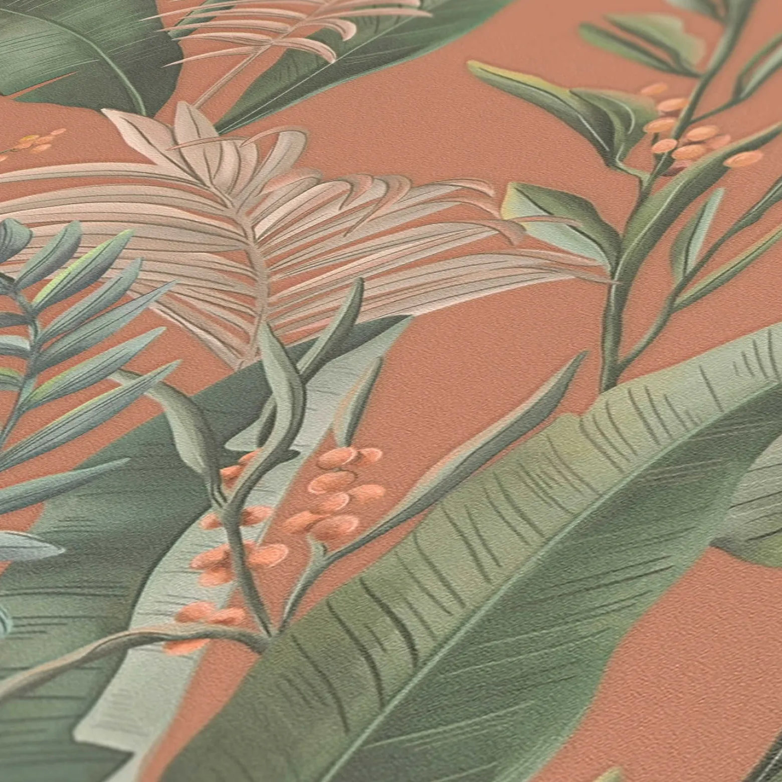 Vliestapete Floral Tropisch Orange Grün 39436-2
