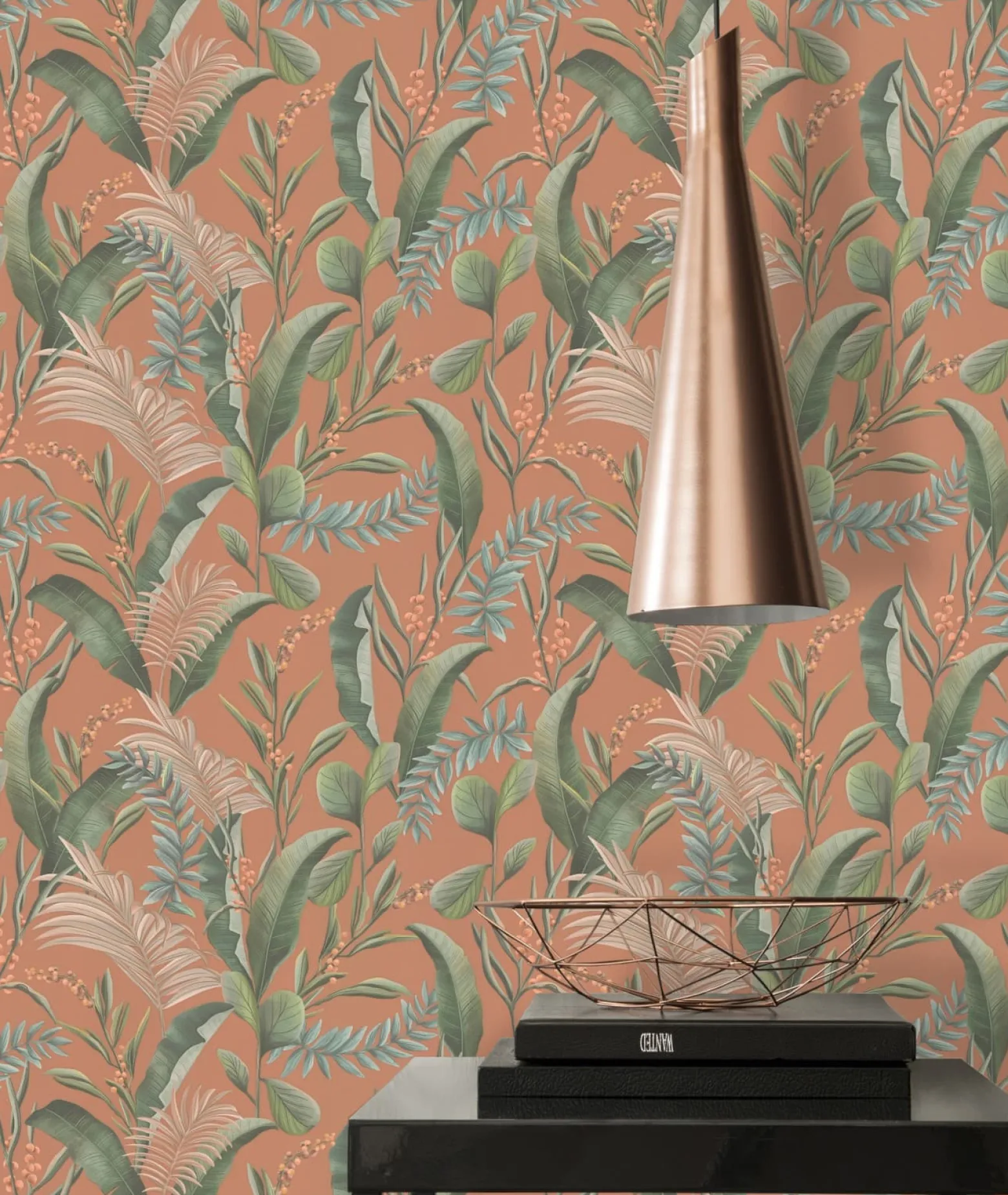 Vliestapete Floral Tropisch Orange Grün 39436-2