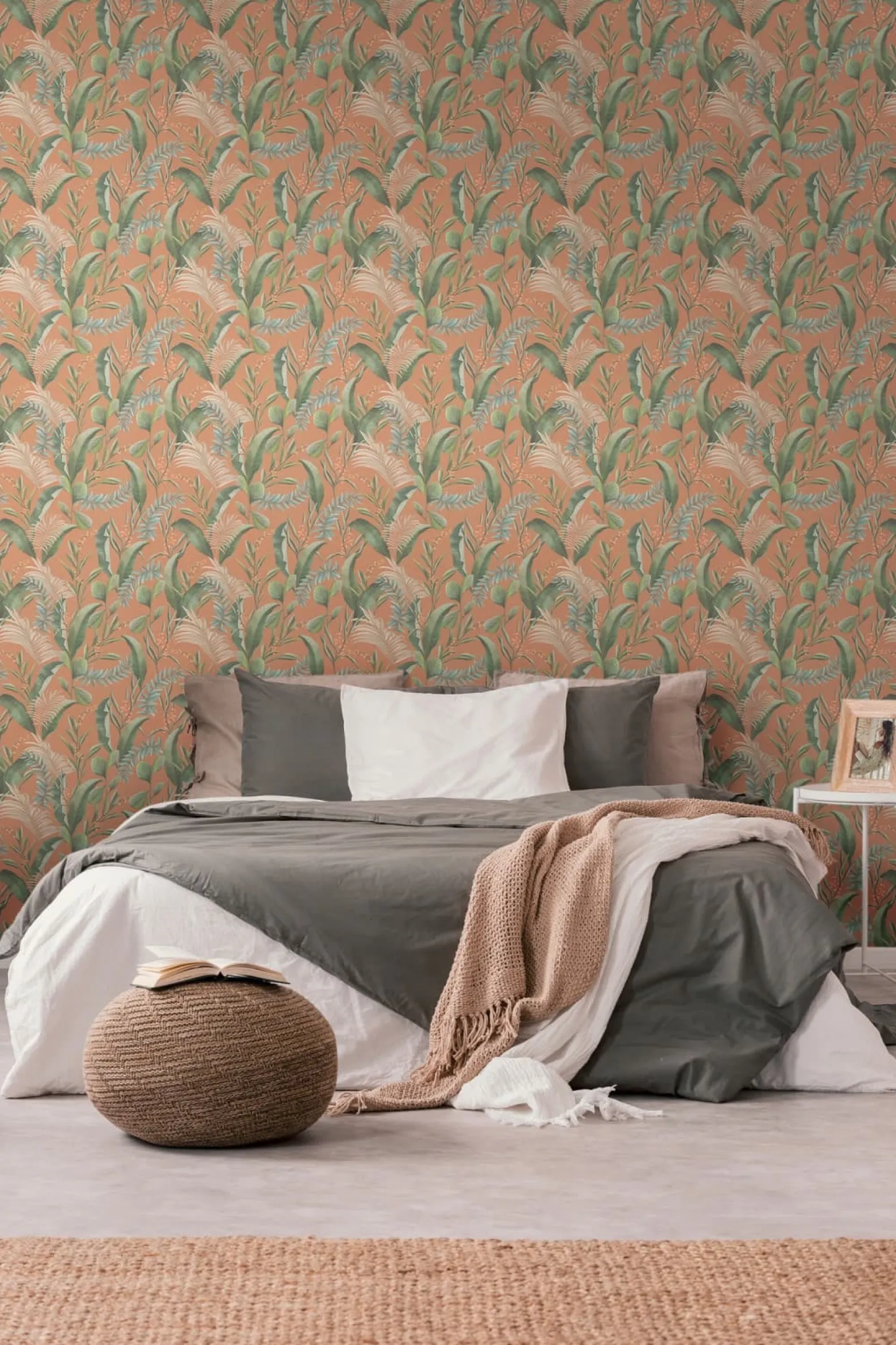 Vliestapete Floral Tropisch Orange Grün 39436-2