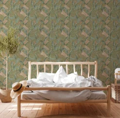 Vliestapete Floral Tropisch Grün Beige 39436-3
