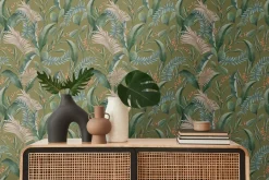 Vliestapete Floral Tropisch Grün Beige 39436-3