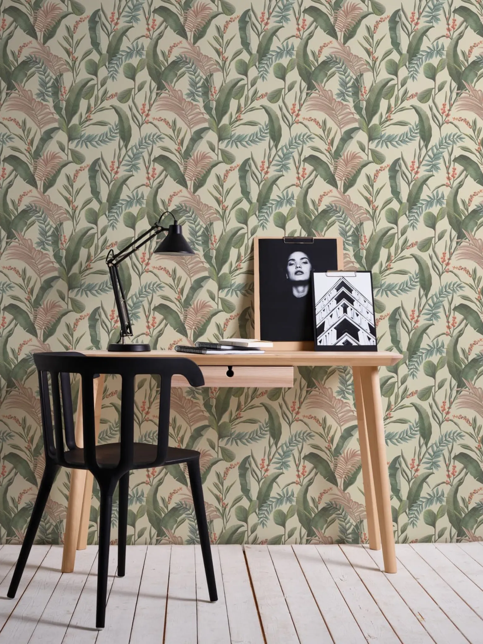 Vliestapete Floral Tropisch Creme Grün 39436-1