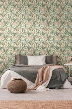 Vliestapete Floral Tropisch Creme Grün 39436-1