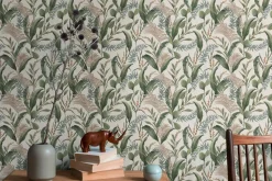 Vliestapete Floral Tropisch Creme Grün 39436-1