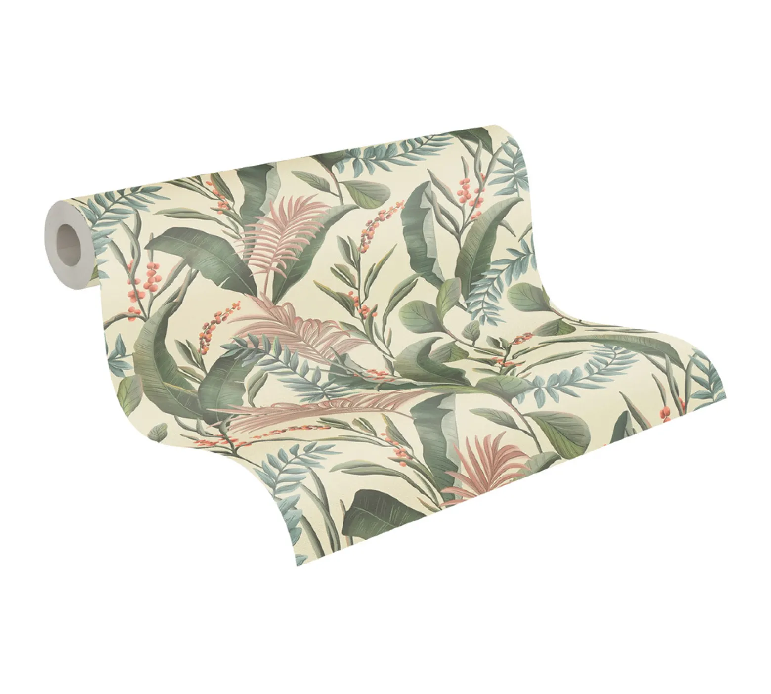 Vliestapete Floral Tropisch Creme Grün 39436-1