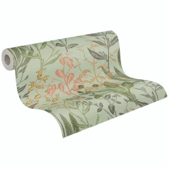 Vliestapete Floral Tropisch Grün Orange Beige 79009-3