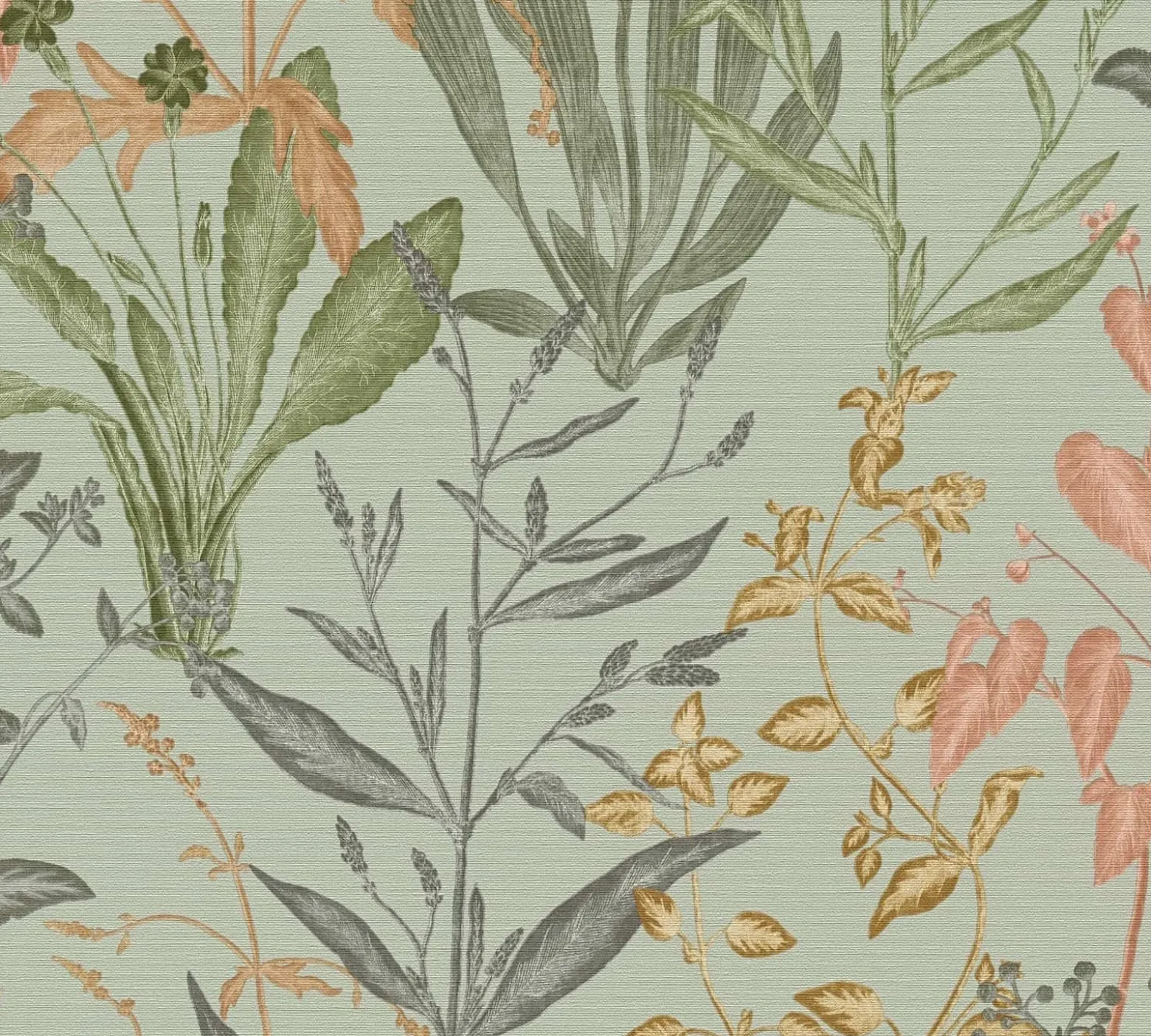 Vliestapete Floral Tropisch Grün Orange Beige 79009-3
