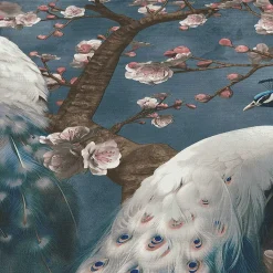 Vliestapete Floral Vögel Blumen Blau Braun Rosa 10414-08