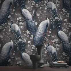 Vliestapete Floral Vögel Braun Grau Schwarz 10414-15