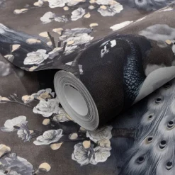 Vliestapete Floral Vögel Braun Grau Schwarz 10414-15