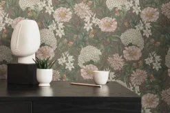Vliestapete Floral Vintage Blumen Lila Grün 39426-3