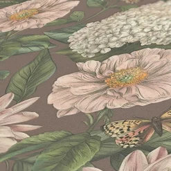 Vliestapete Floral Vintage Blumen Lila Grün 39426-3