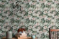 Vliestapete Floral Vintage Blumen Grau Grün 39426-4