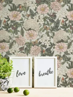 Vliestapete Floral Vintage Blumen Grau Grün 39426-4