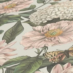 Vliestapete Floral Vintage Blumen Grau Grün 39426-4