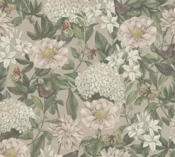 Vliestapete Floral Vintage Blumen Rosa Grün 39426-2