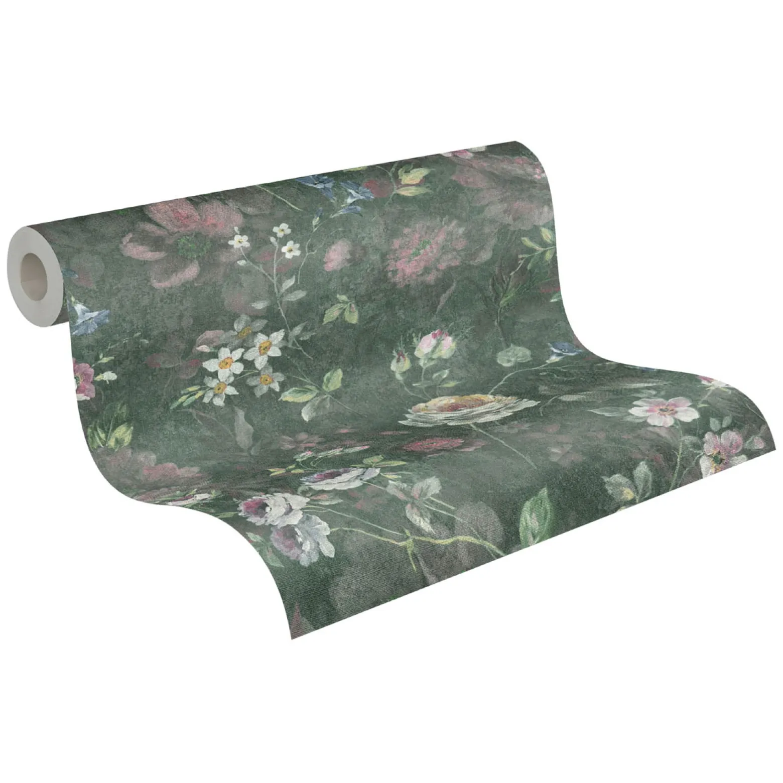 Vliestapete Floral Vintage Grün Weiß 38636-2