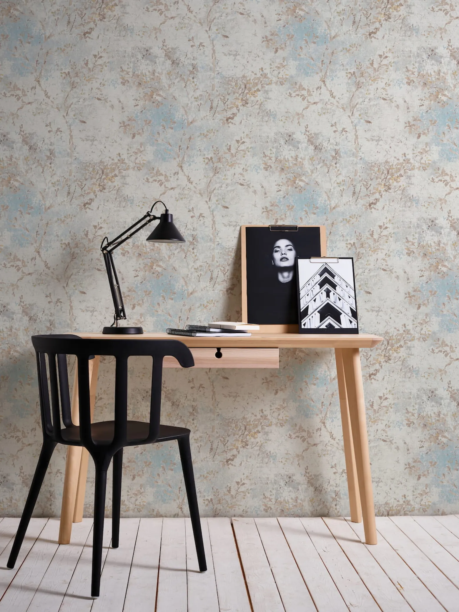 Vliestapete Floral Weiß Grau Beige Blau 39650-2