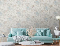 Vliestapete Floral Weiß Grau Beige Blau 39650-2