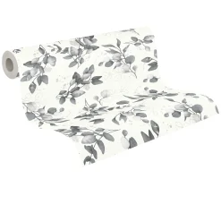 Vliestapete Floral Weiß Grau Silber Metallic 39768-6